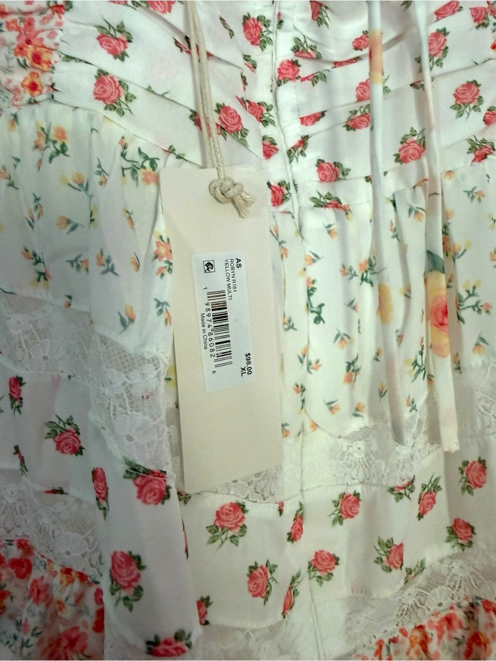 Altar’d State NWT Floral Tiered Mini Dress in White and Pink - Picture 7 of 10